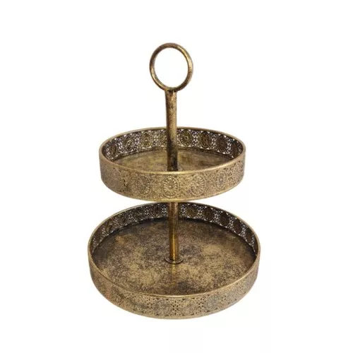 2-poschodová etažierka vo vintage štýle 45 cm