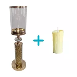 Svietnik zlatý 45 cm so sviečkou