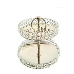 2-poschodová etažierka strieborná 32 cm