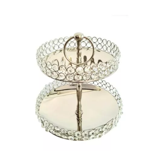 2-poschodová etažierka strieborná 32 cm